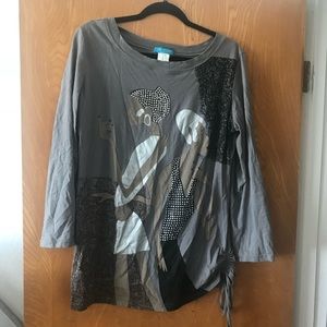 Sparkling studded girl T-shirt 3/4 Sleeve L